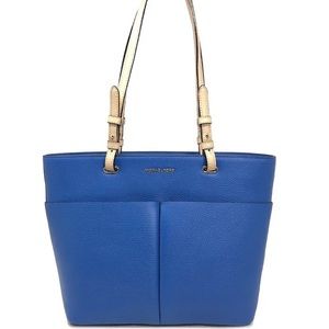 NWT Michael Kors Handbag Bedford Tote Leather Vintage Blue Med Top Zip